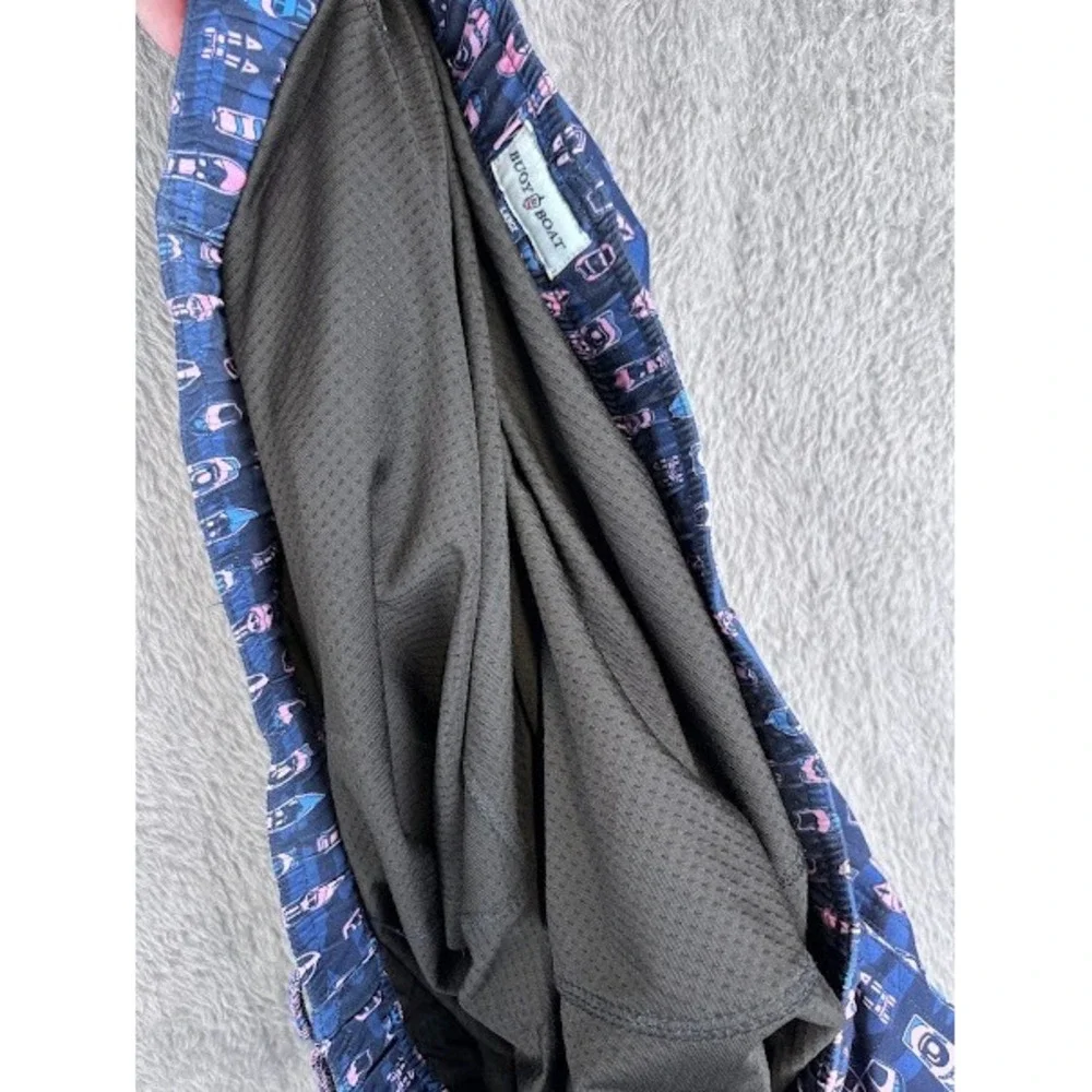 Buoy & Boat Mens Boat Print Swim Trunks Shorts with Liner -‎ Large